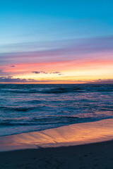 Pastel Color Sunset On Ocean Beach