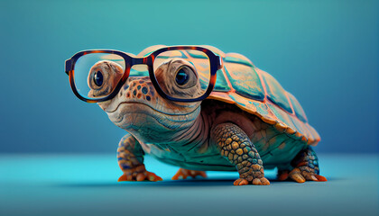 Tortoise wearing glasses. Generative Ai