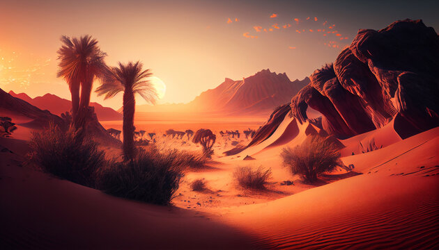 Desert with sand. Generative Ai