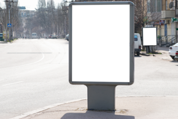 Vertical blank billboard in PNG isolated on transparent background