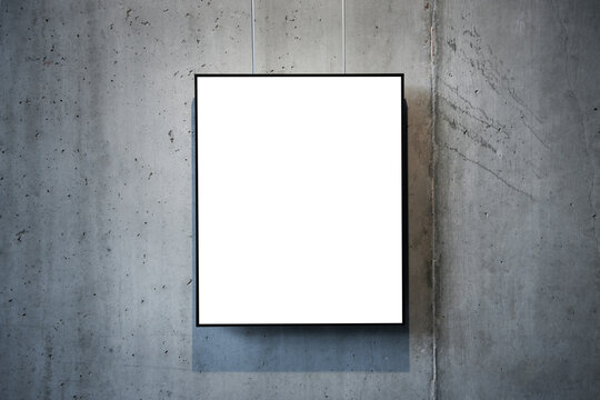 Empty frame on wall in PNG isolated on transparent background