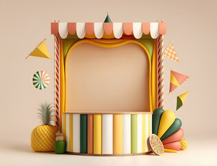 AI generated abstract minimal geometric forms, podium for product presentation, simple composition