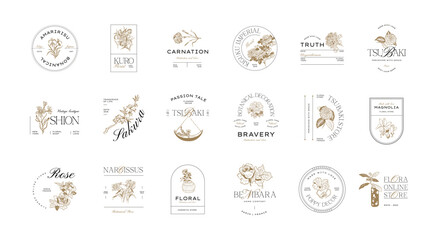 Vintage Flower logo template illustration for branding