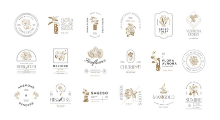 Vintage Flower logo template illustration for branding