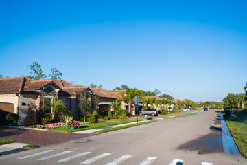 Luxury homes in Bonita Springs, Florida. Real estate market background showing nice homes in the Southeast