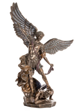 Archangel Michael bronze statue isolated