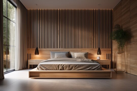 Fototapeta unique bedroom design. Generative AI