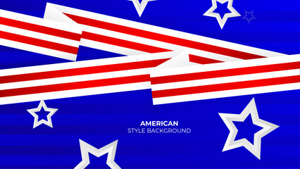 Blue background with red and white ribbon. American style background.