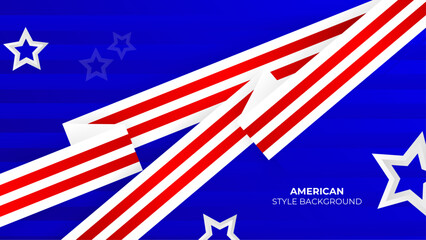 Blue background with red and white ribbon. American style background.