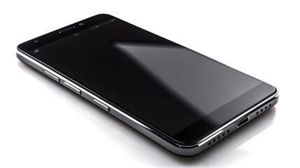 mobile phone mockup with black screen, isolated, white background, generative ai