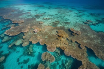 An aerial shot of a coral reef Generative AI