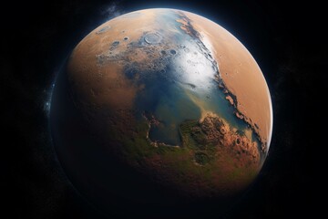 An artist's rendering of a terraformed Mars Generative AI