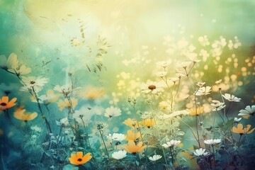 Fototapeta na wymiar Art abstract spring background or summer background with fresh g, Generative AI