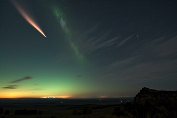 Fototapeta na wymiar A comet streaking across the sky Generative AI