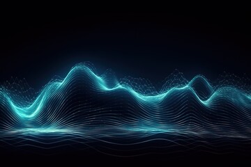 Beautiful abstract wave technology background with blue light digital effect corporate concept, Generative AI