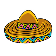 Mexican sombrero. Vector hand drawn doodle illustration in mexican style.