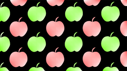 Red and green gradient apples with black background