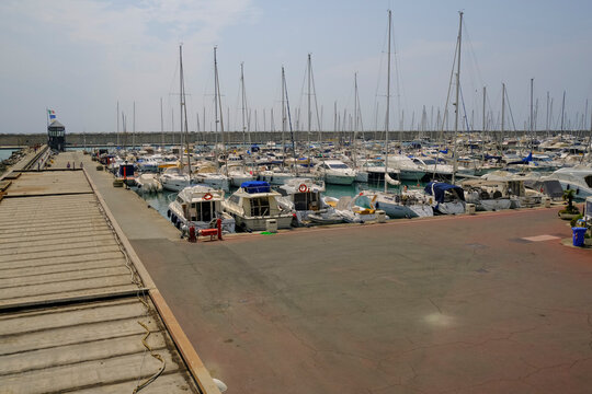 boats and yachts in the harbor of Lavagna, Liguria, Italy on a sunny day