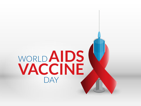 World AIDS Vaccine Day Design. Red AIDS Ribbon and HIV vaccine awareness illustration