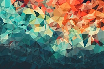 Abstract Delaunay Voronoi trianglify color diagram background illustration, Generative AI