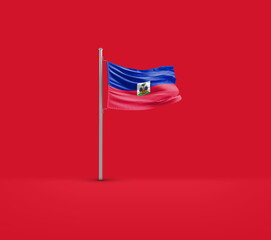 Haiti waving flag on solid ground.