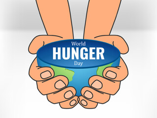 World Hunger Day and food day Design. hand hold the earth like a bowl illustration