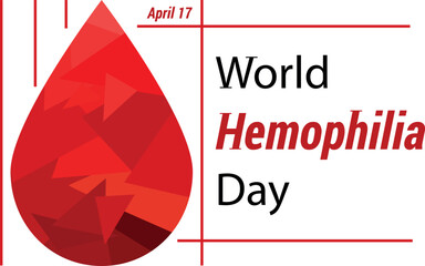 World Hemophilia Day banner, blood drop and text