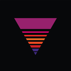Naklejka premium Vintage triangular sunset in the style of the 80s. Vector background. A design element.