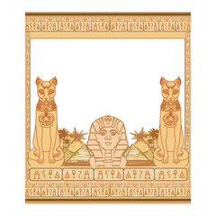 abstract grunge frame - Great Sphinx of Giza and jackals