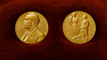 Nobel Prize Medal on a Velvet background - obrazy, fototapety, plakaty