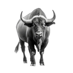 black buffalo isolated on white - obrazy, fototapety, plakaty