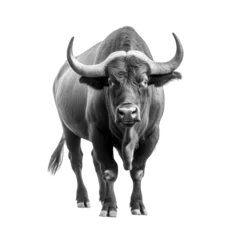 Fotobehang Buffel black buffalo isolated on white