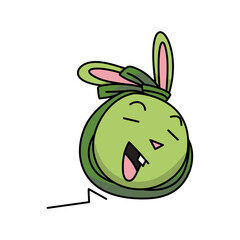 green easter bunny head imitating tied easter eggs flat vector illustration.