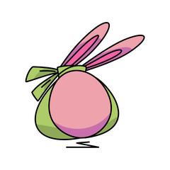 easter egg is pink and resembles a bunny flat vector illustration.