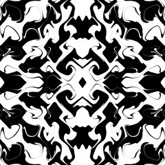 Ornate swirls seamless black and white pattern