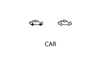 Car icons with 2 styles outline icon, glyph icon, vector stock.