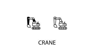 Crane icons with 2 styles outline icon, glyph icon, vector stock.