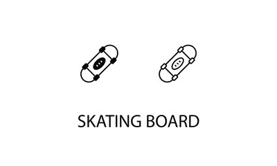 Skating board icons with 2 styles outline icon, glyph icon, vector stock.