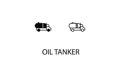 Oil tanker icons with 2 styles outline icon, glyph icon, vector stock.