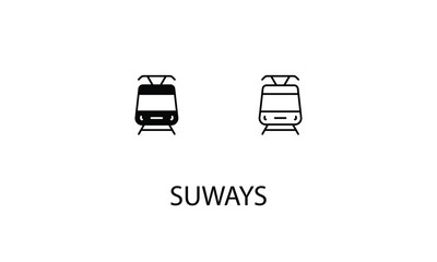 Fototapeta premium Subways icons with 2 styles outline icon, glyph icon, vector stock.