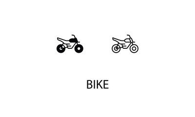 Bike icons with 2 styles outline icon, glyph icon, vector stock.