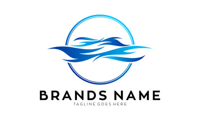 Letter S alphabet with blue fire vector logo