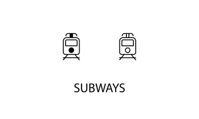 subways icons with 2 styles outline icon, glyph icon, vector stock.