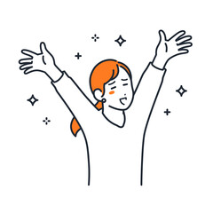 浮かれる若い女性のシンプルなベクターイラスト素材