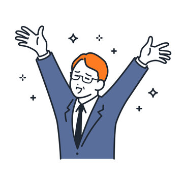 recommend clip art: 解放されて喜ぶ経営者のシンプルなベクターイラスト素材
