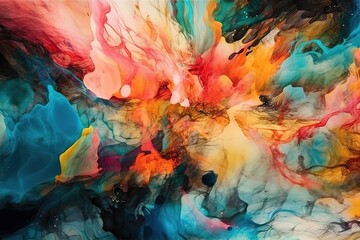 The picture is painted in alcohol ink. Creative abstract artwork made with translucent ink colors. Trendy wallpaper. Abstract painting. , Generative AI