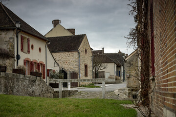 Fototapeta na wymiar View on the village of Flagy in Seine et Marne in France