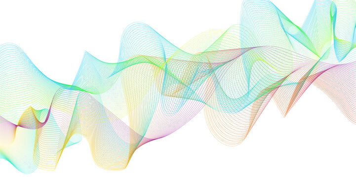 Abstract colorful blend wave lines on transparent background. Modern colorful flowing wave lines and glowing moving lines. Futuristic technology and sound wave pattern.