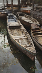Fototapeta na wymiar Old wooden boat at Dock, Created With generative AI