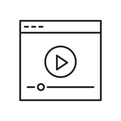 Window with a video player icon. High quality black vector illustration.